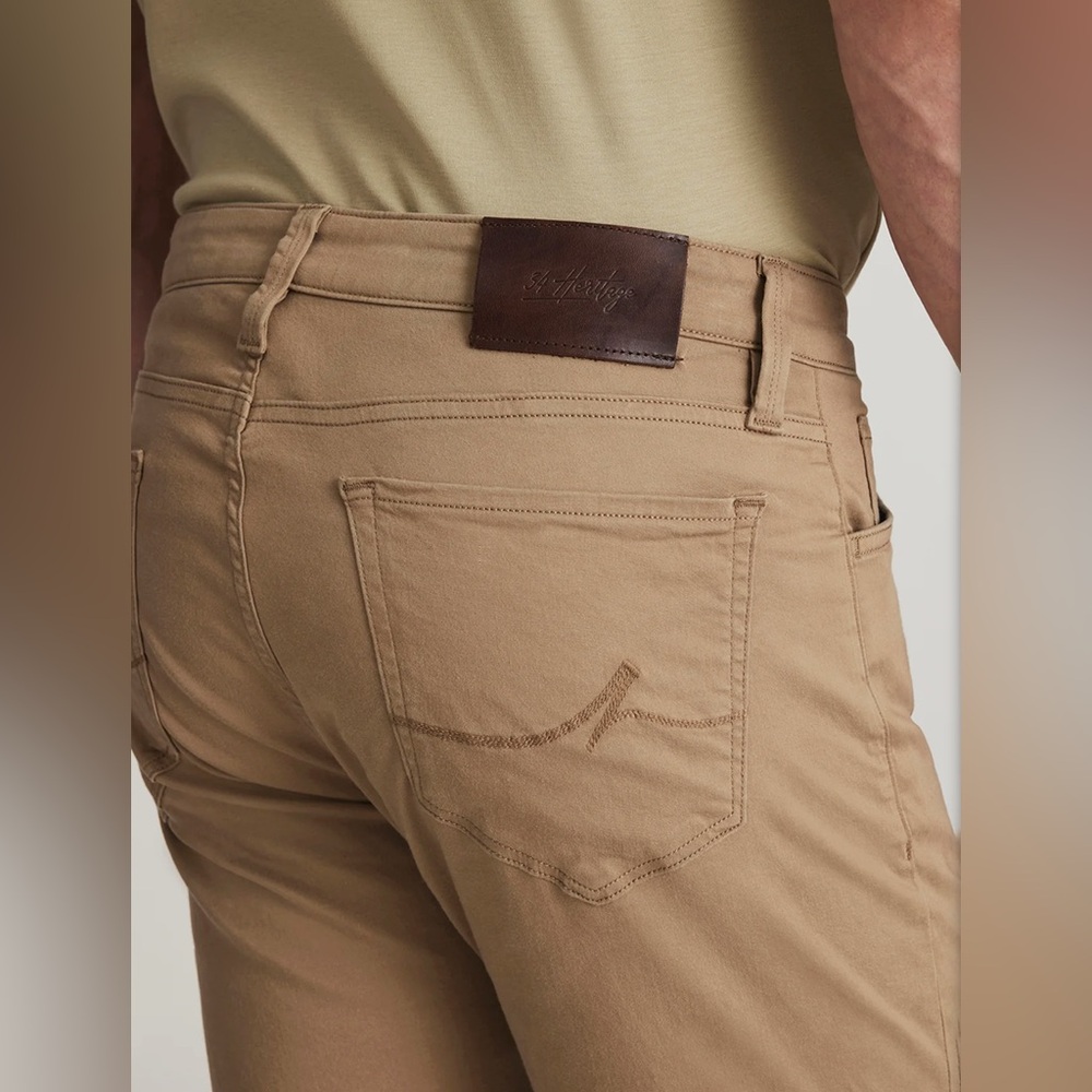 34 Heritage Courage Straight Leg Pants In Khaki Twill 32X34 tan mid-rise brown